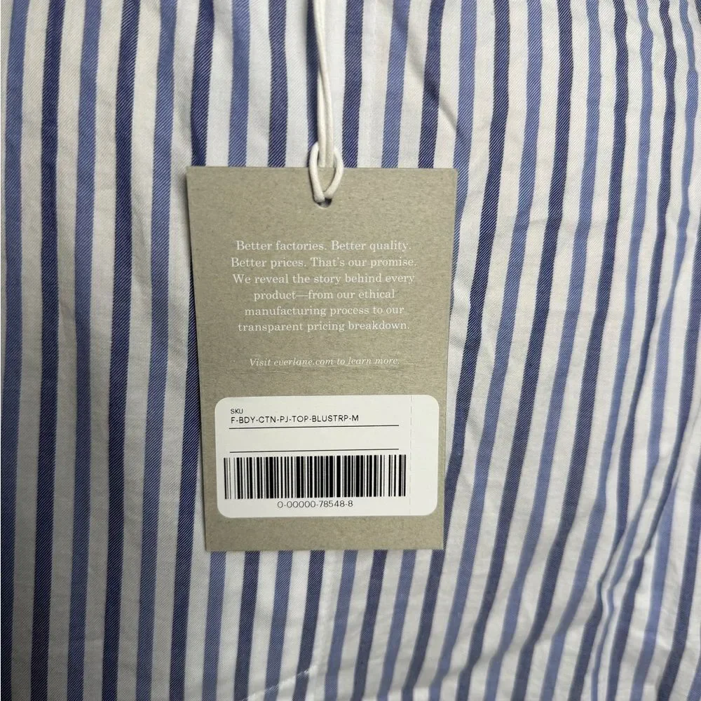 Everlane The Woven P.J. Top Blue Stripe NWT Size M - Picture 3 of 11